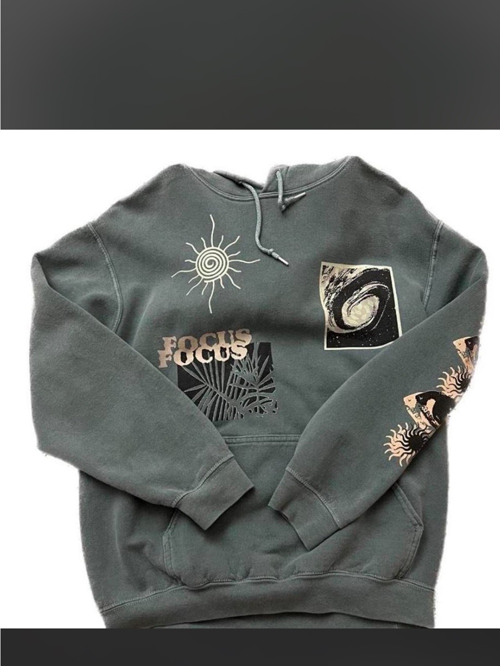 Urban Outfitters Green Graphic 'Focus' Pullover Hoodie